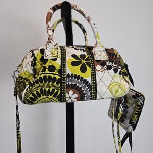 Vera Bradley‎ Vintage Baggette Shoulder Bag Purse with Matching Wallet Green